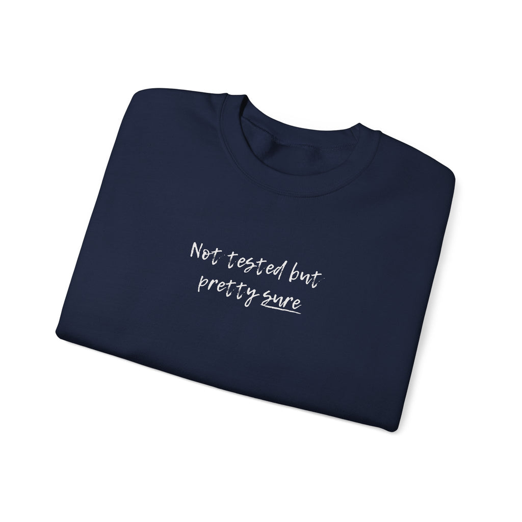 Not tested but pretty sure sweatshirt | minimalist handwritten text crewneck