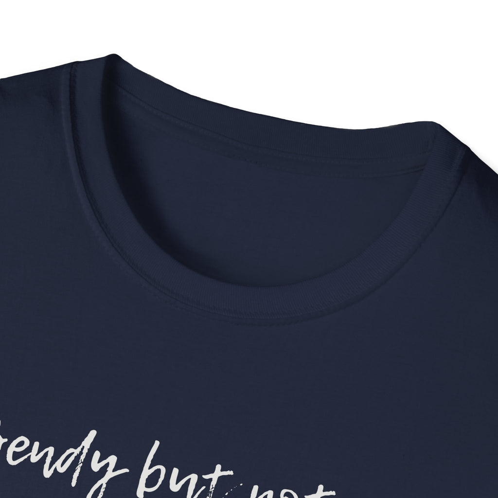 Close-up of the smooth, tagless neckline on the "Bendy" tee. Designed for EDS patients with skin fragility or sensory processing sensitivities to avoid irritation.